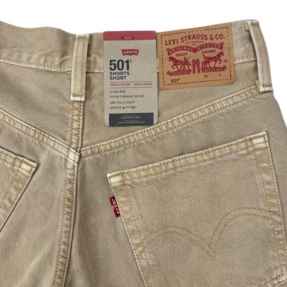 NWT LEVI'S 501 Original Fit High Rise Women's Denim Shorts Size 24 Dusty Safari - Picture 8 of 8